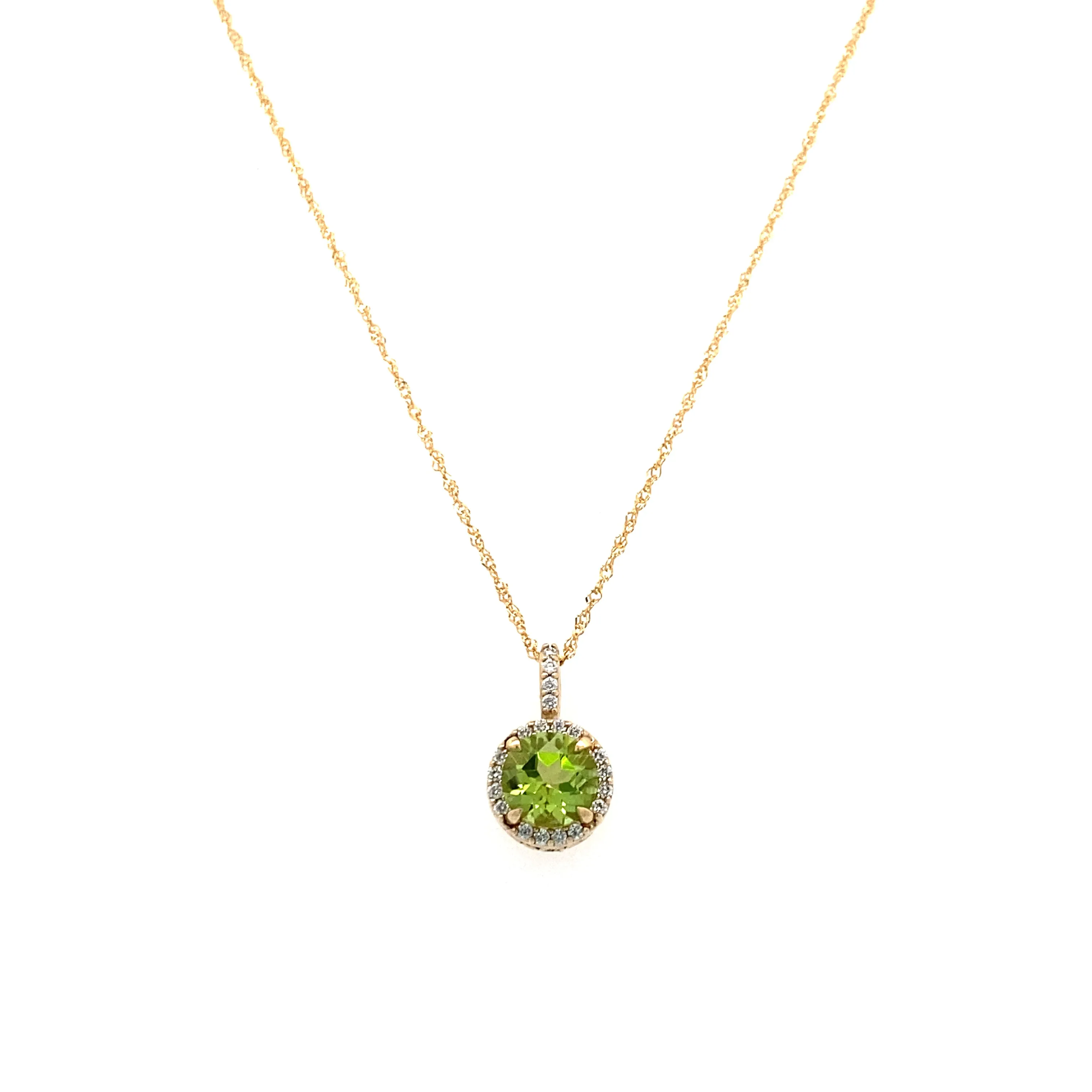 Beeghly & Co. Yellow Gold Peridot Halo Pendant