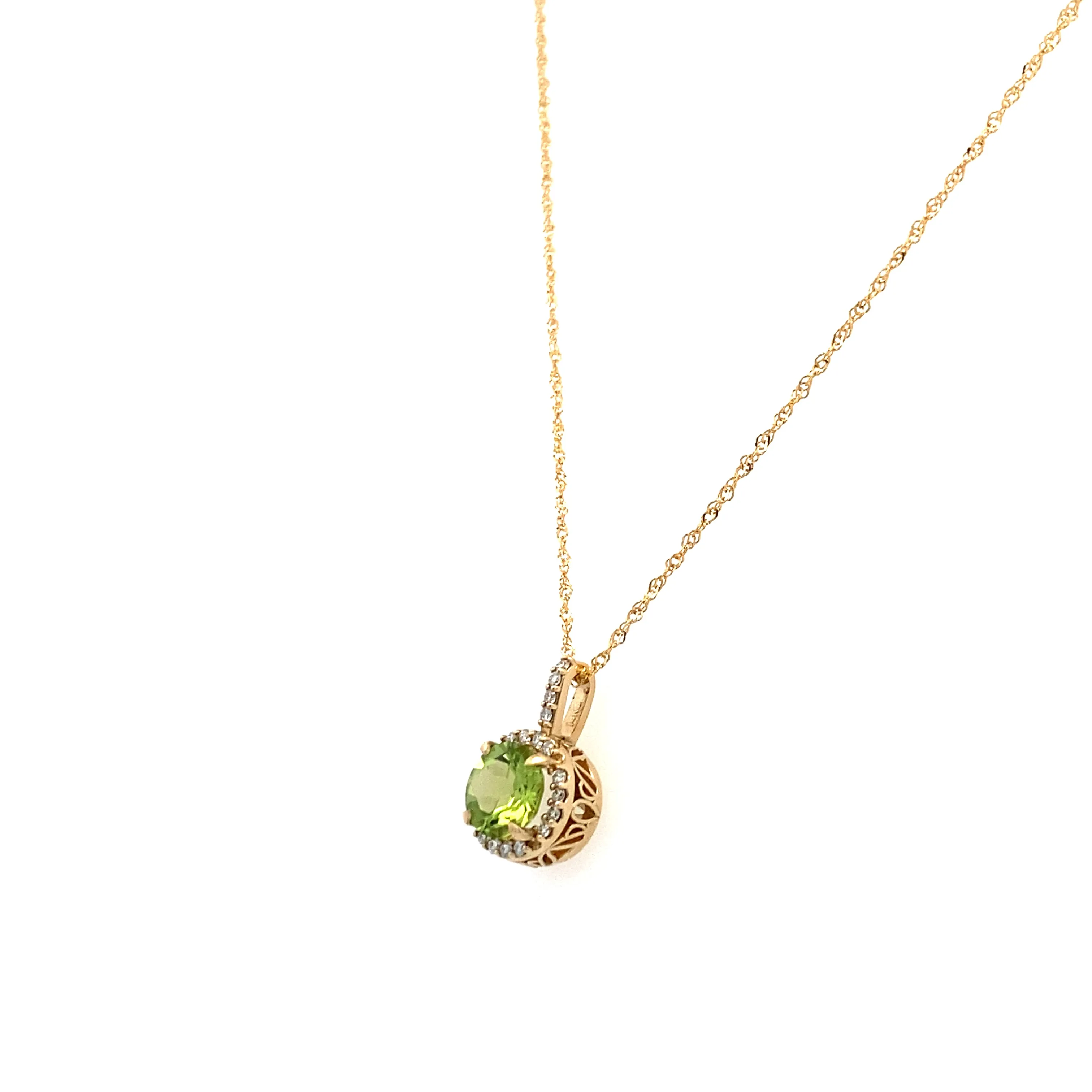Beeghly & Co. Yellow Gold Peridot Halo Pendant