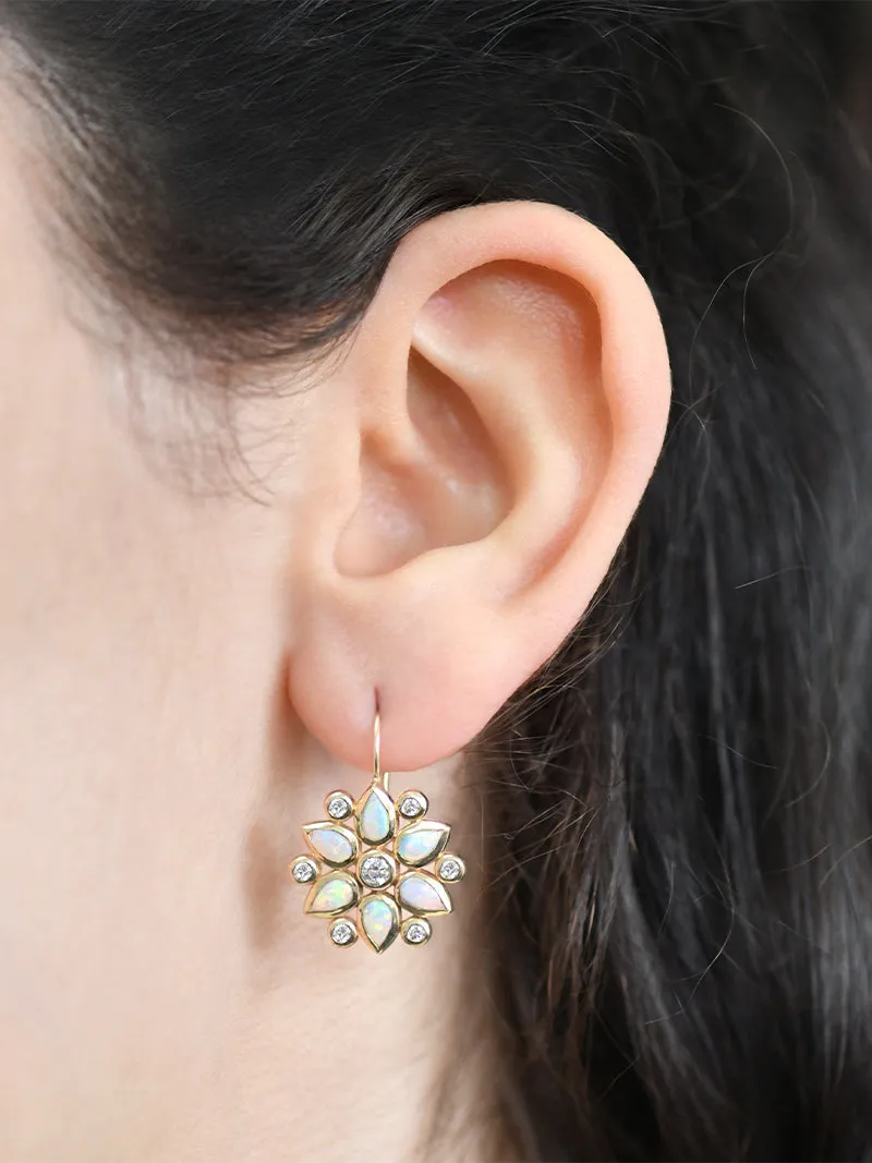 Bezel Bouquet Petal Hanging Earrings