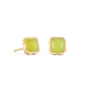 Birthstone August Earrings Green Jade Gold