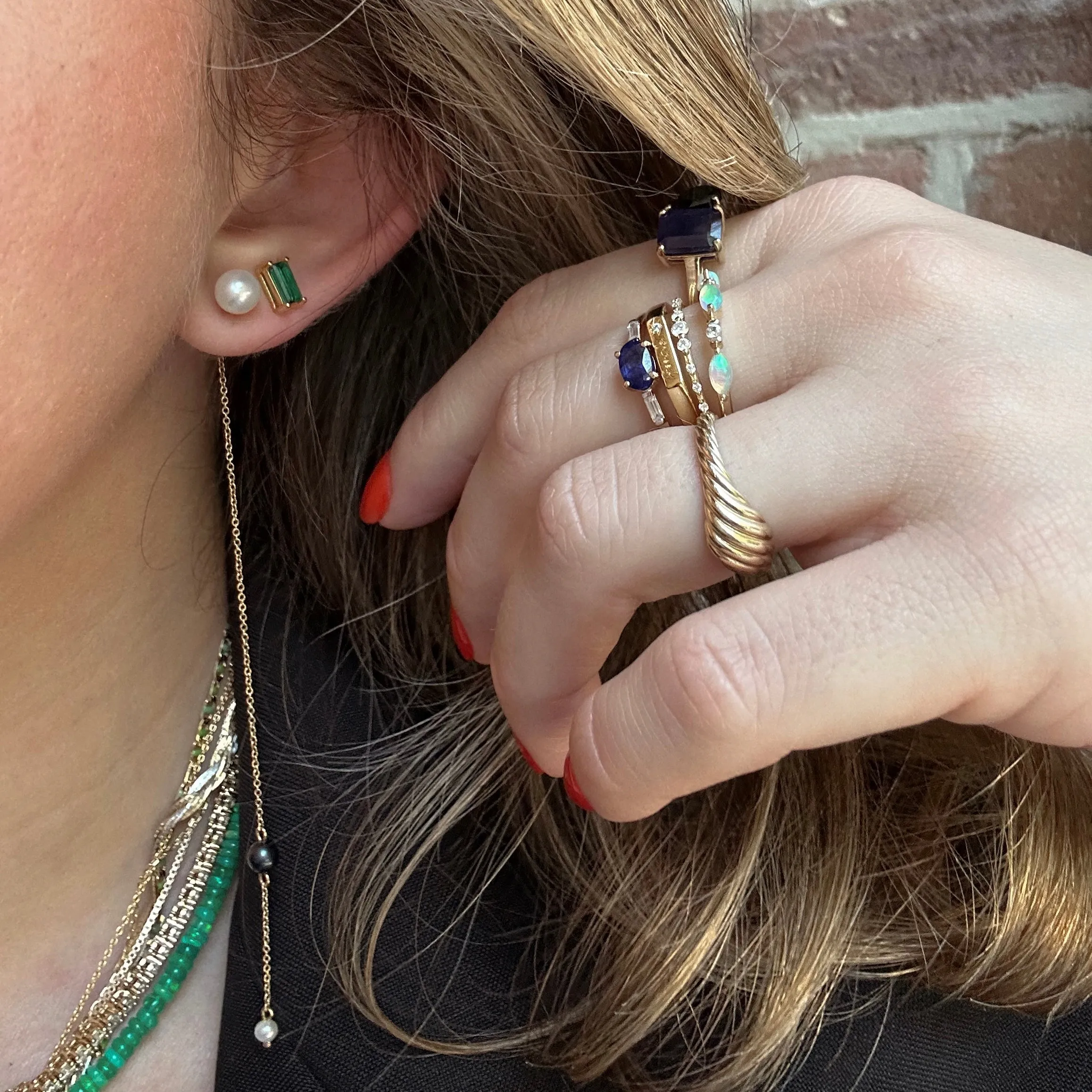 Birthstone Baguette Studs