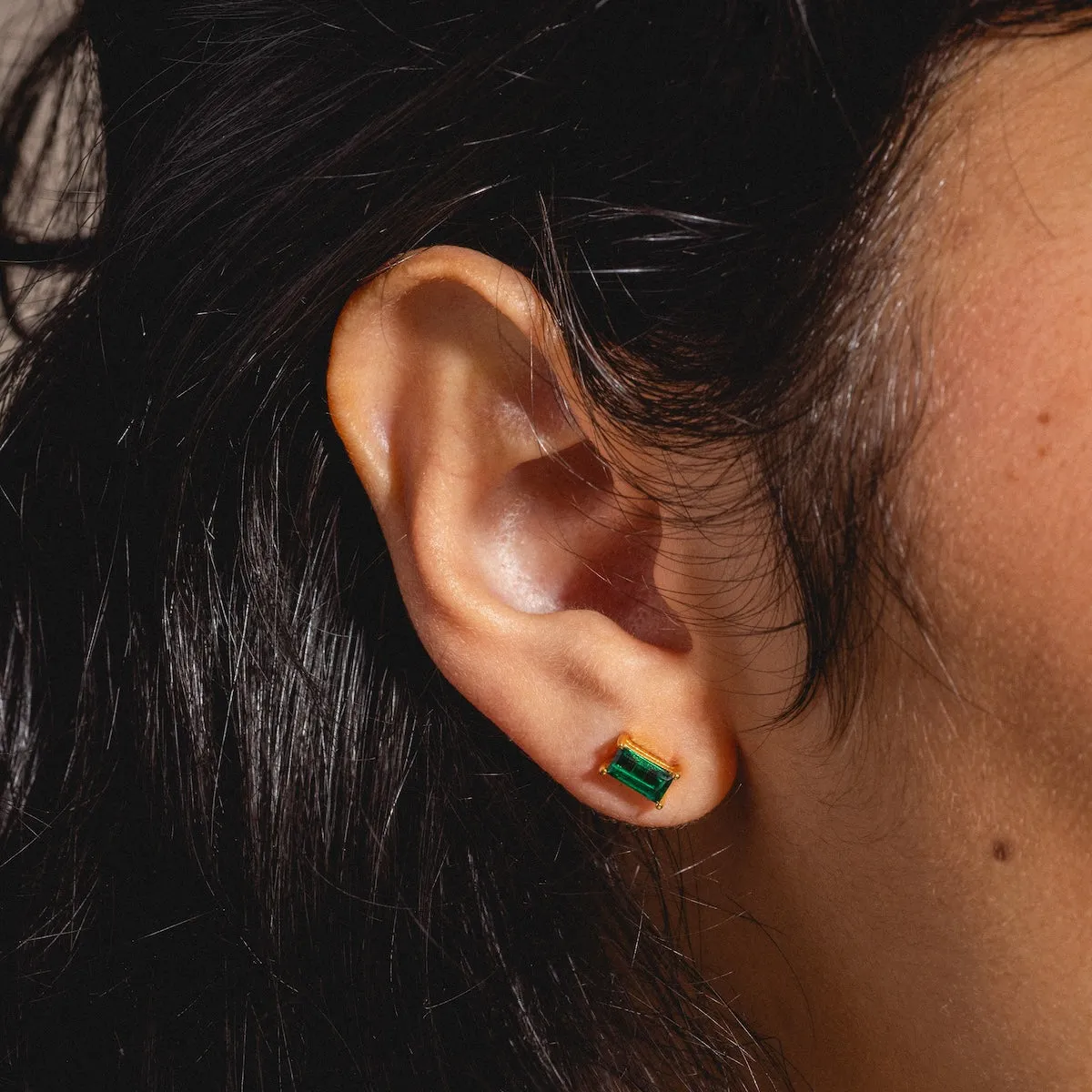 Birthstone Baguette Studs