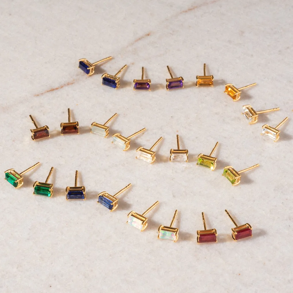 Birthstone Baguette Studs
