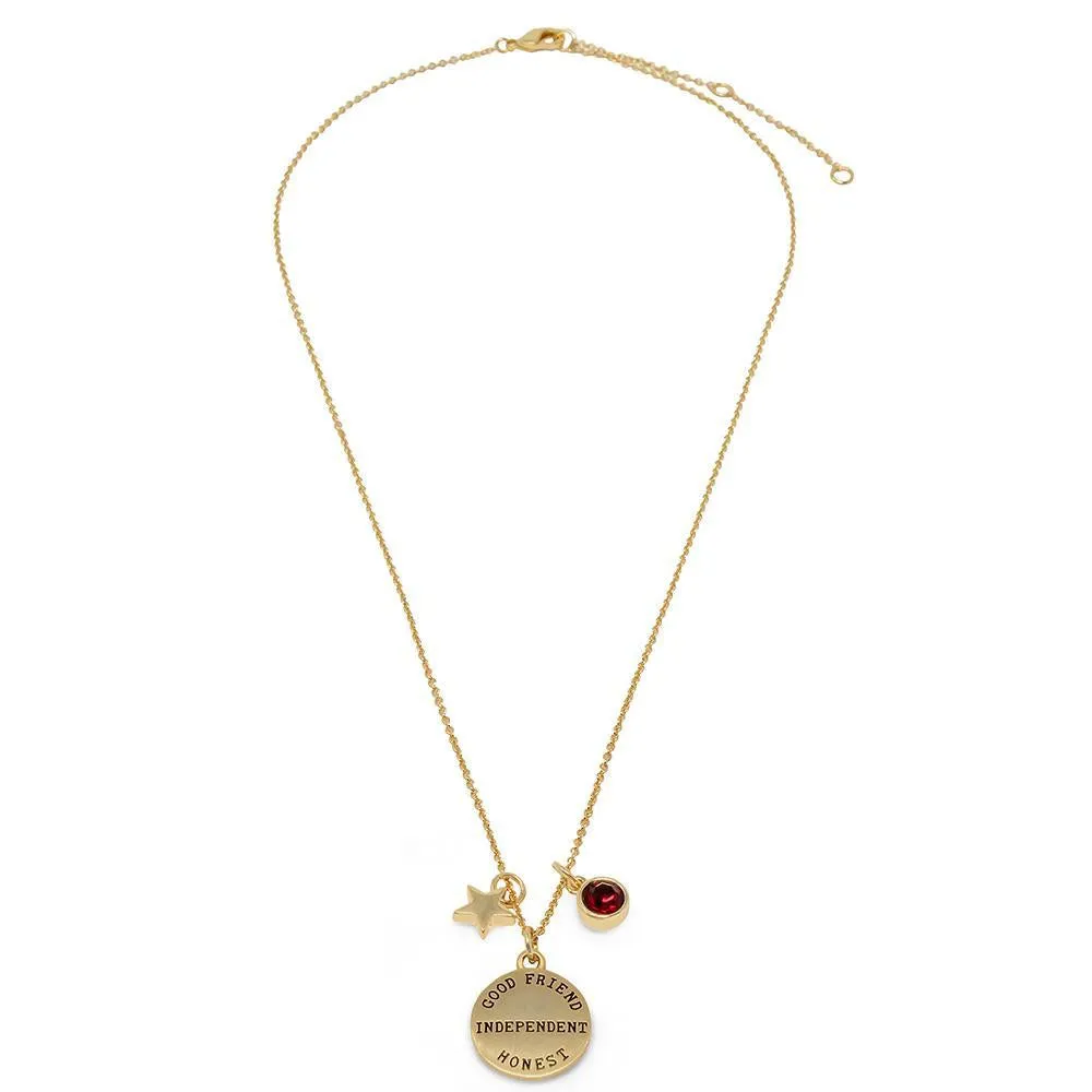 Birthstone Necklace January Gold Plated