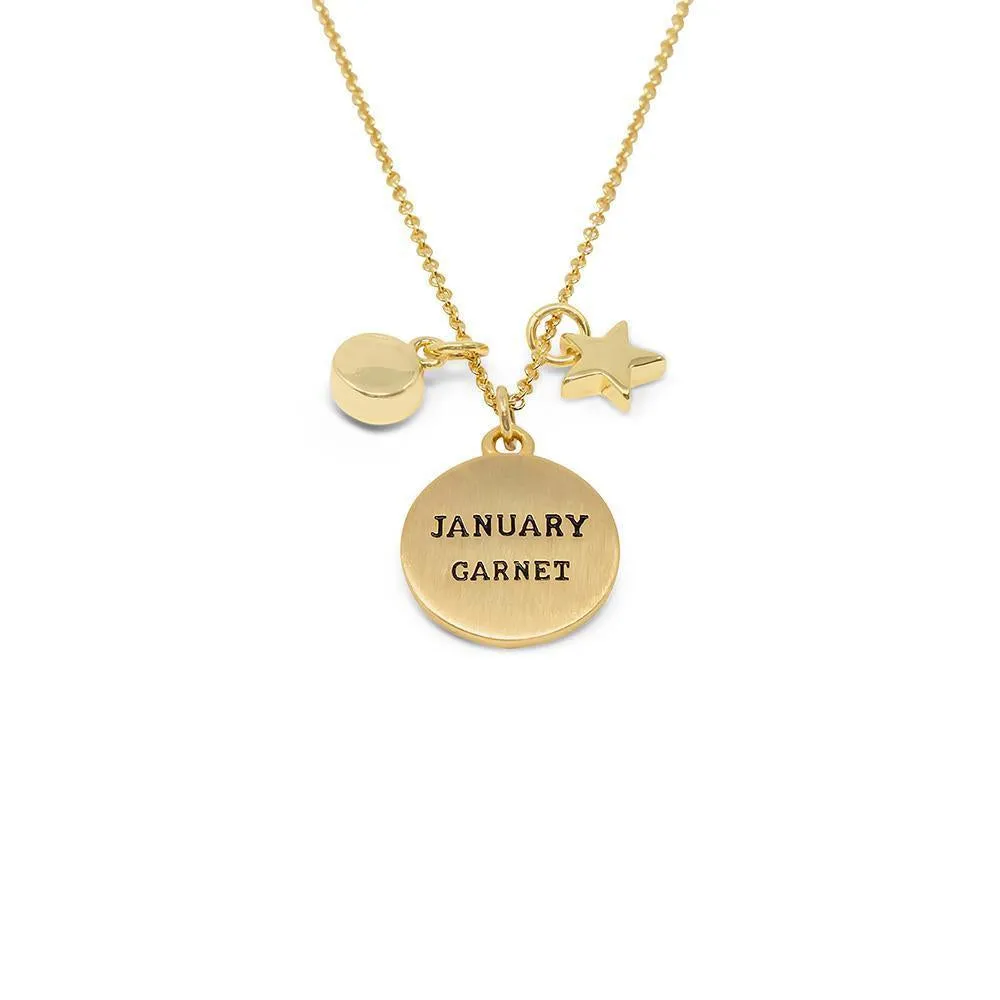 Birthstone Necklace January Gold Plated