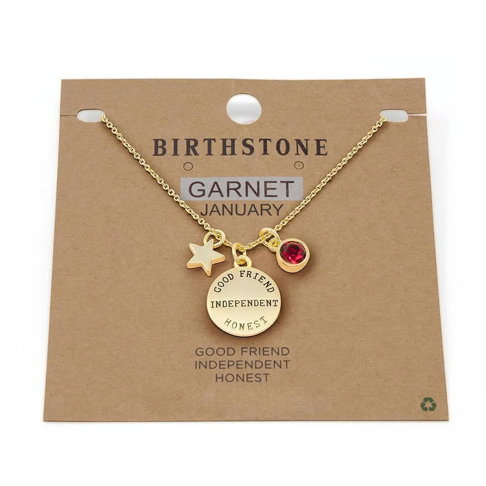 Birthstone Necklace January Gold Plated