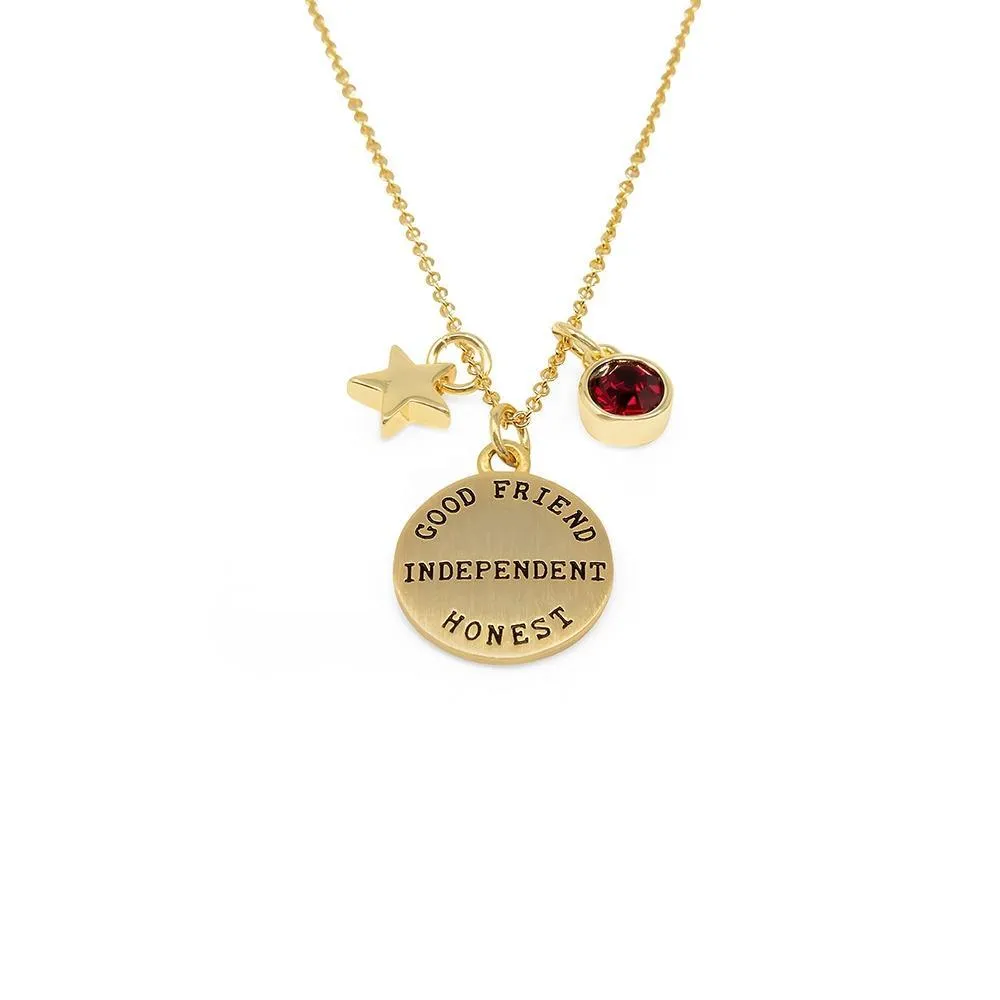 Birthstone Necklace January Gold Plated