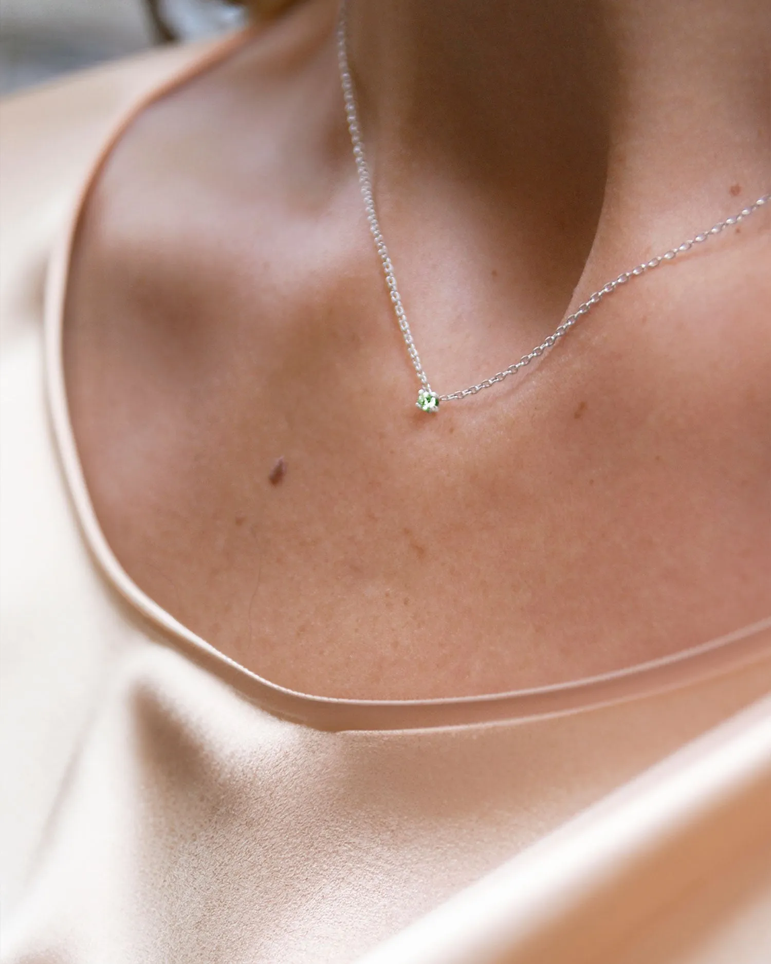 Birthstone necklace silver august