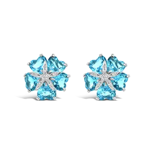 Blue Topaz & Diamond Estate Earrings