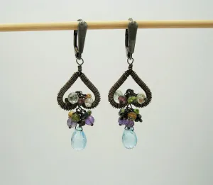 Blue Topaz Sterling Silver Earrings-Tourmaline Amethyst Aquamarine.