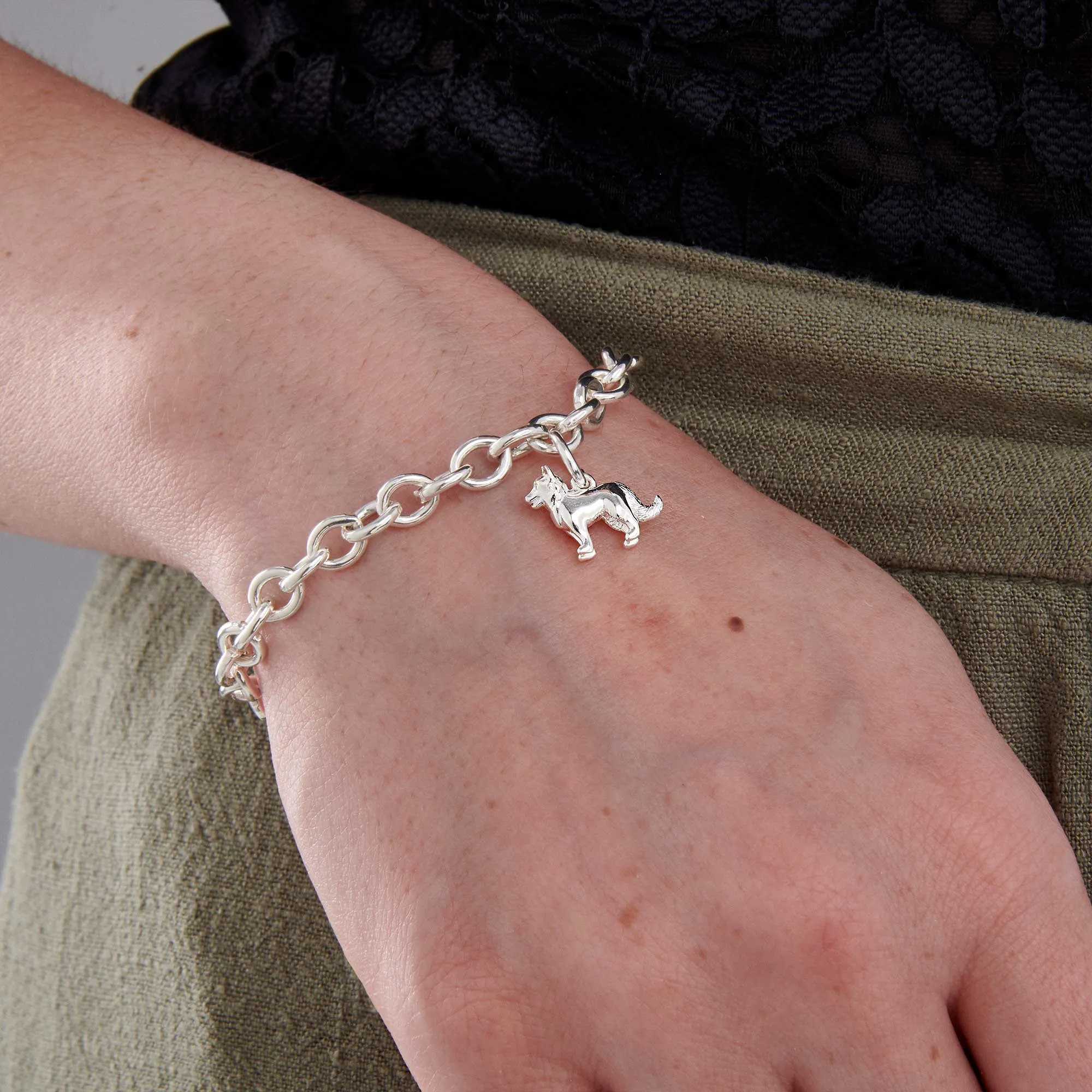 Border Collie Silver Dog Charm