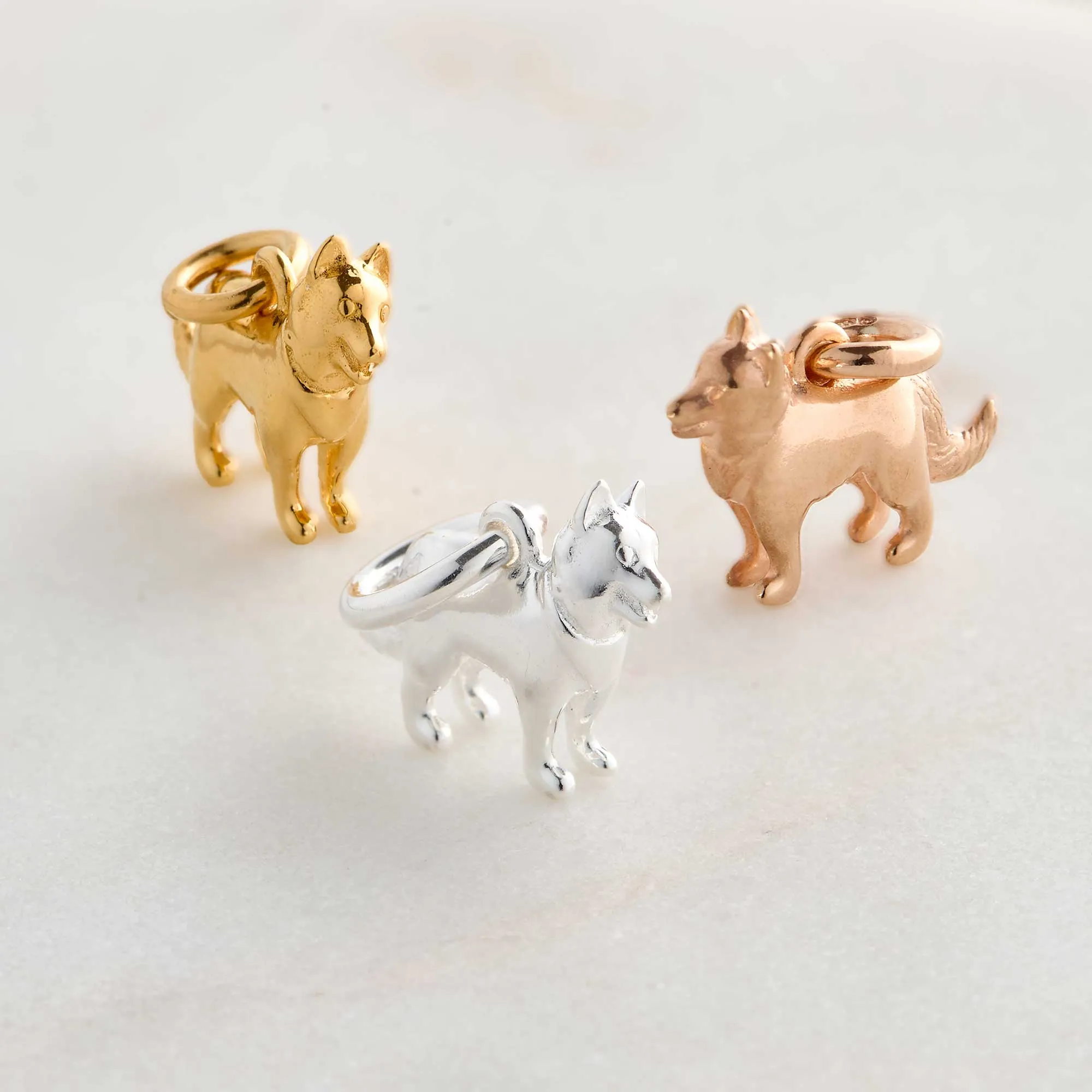 Border Collie Silver Dog Charm