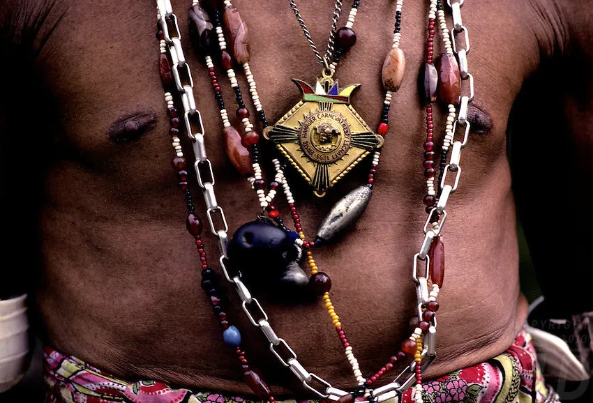 Borneo Tribal Oran Ulu, Dayak, Iban Tribe Heavy Brass Bronze Aso Dog Dragon Earring Talisman, Ear Weight Used as a Pendant for Necklace with Dark Old Glass Trade Beads NB15