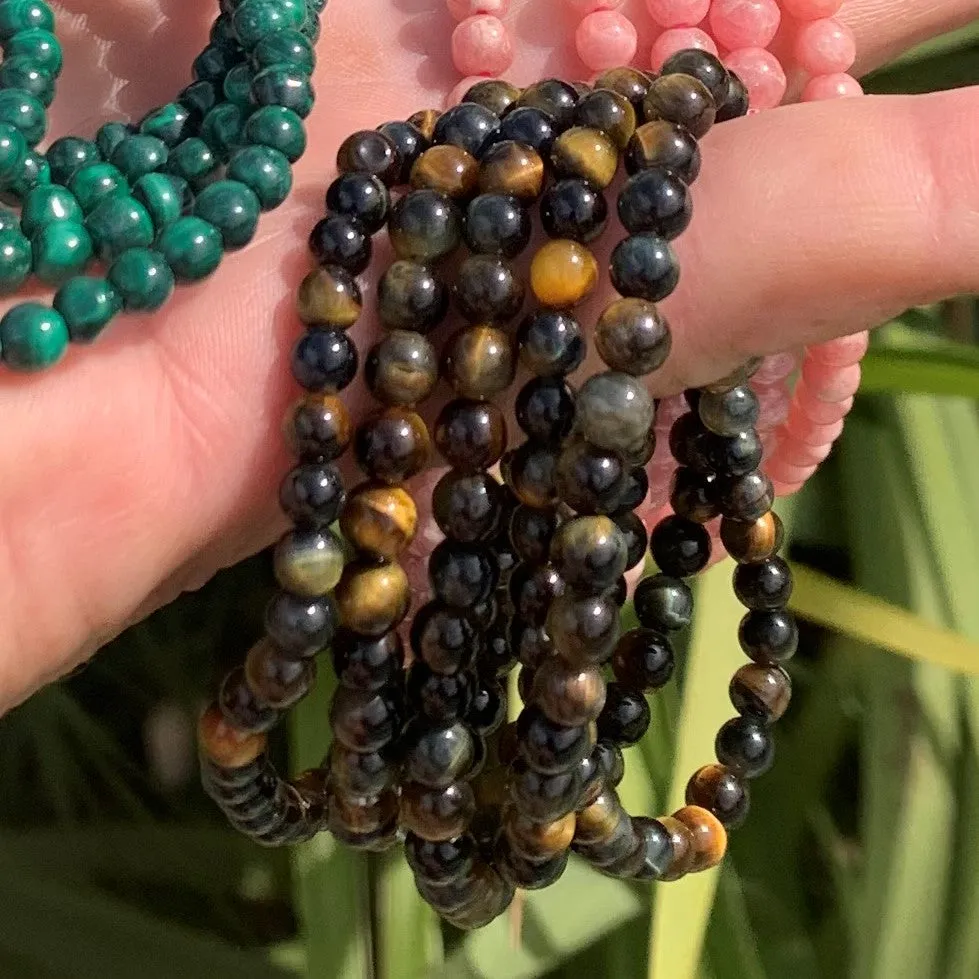 Bracelets pour enfants, amazonite, malachite, obsidienne, œil de faucon, rhodochrosite, turquoise
