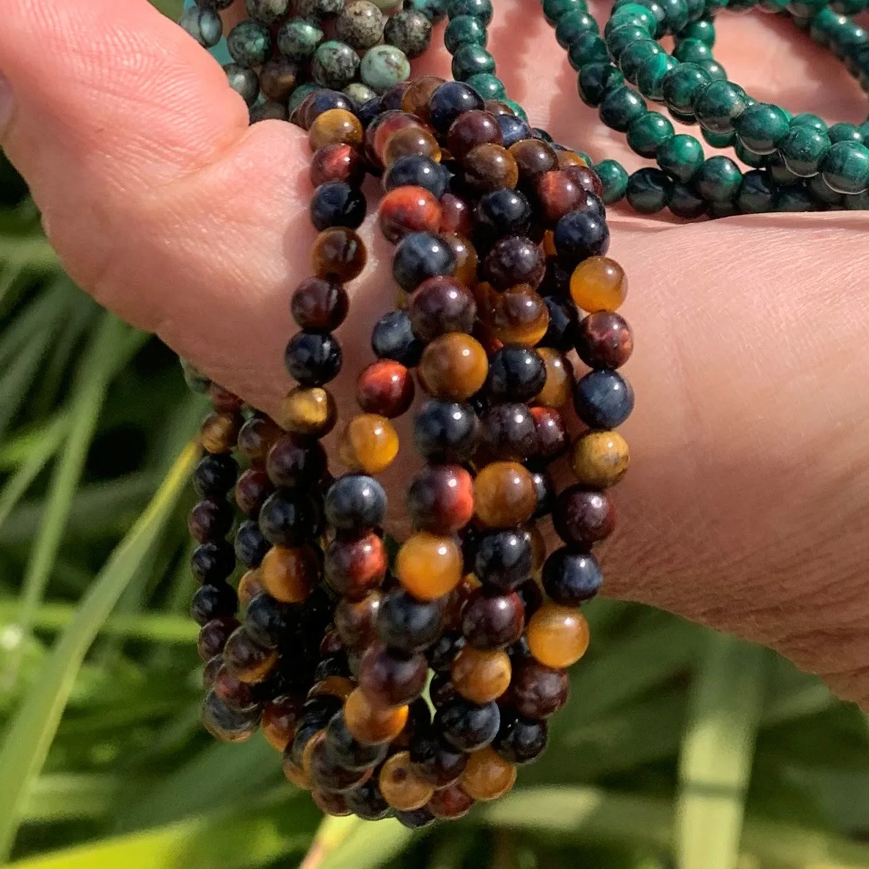 Bracelets pour enfants, amazonite, malachite, obsidienne, œil de faucon, rhodochrosite, turquoise