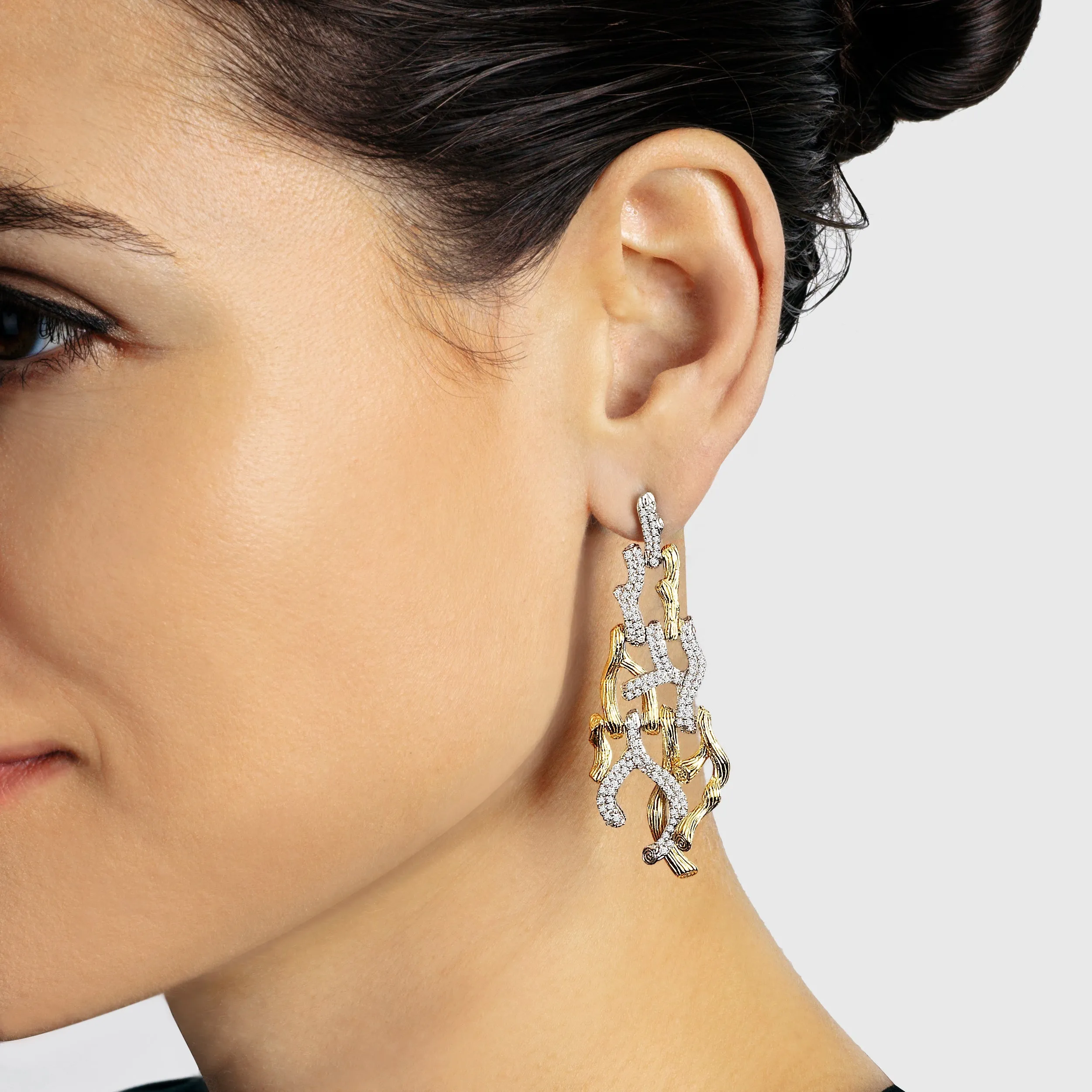 Branch Coral Chandelier Earrings with Diamonds