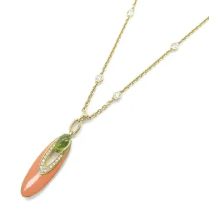 Bvlgari K18 Gold Peridot Diamond Necklace