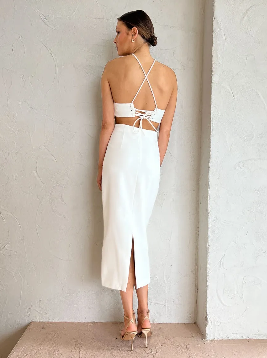 By Johnny Fresco Halter Maxi in Ivory