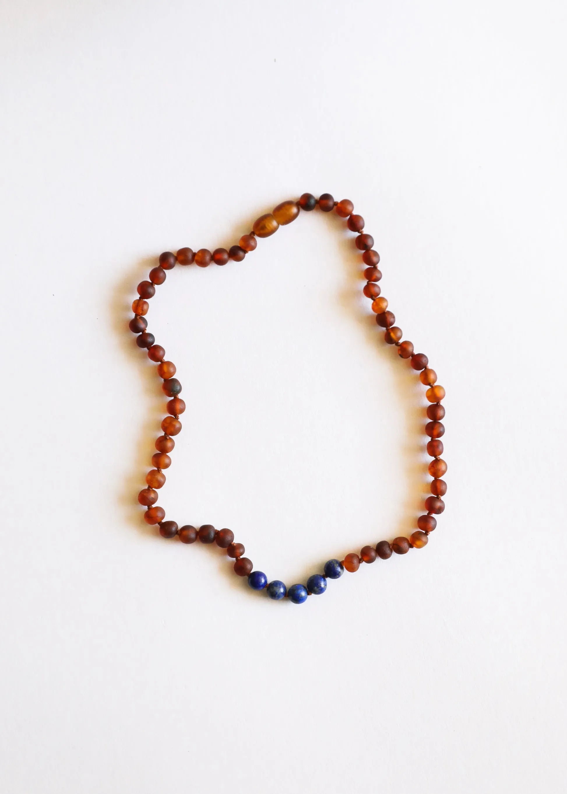 CanyonLeaf - Raw Cognac Baltic Amber   Lapis Stone Necklace