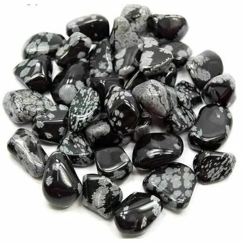 Capricorn Birthstone Adult Elasticated Chip Bracelet Gift - Snowflake Obsidian