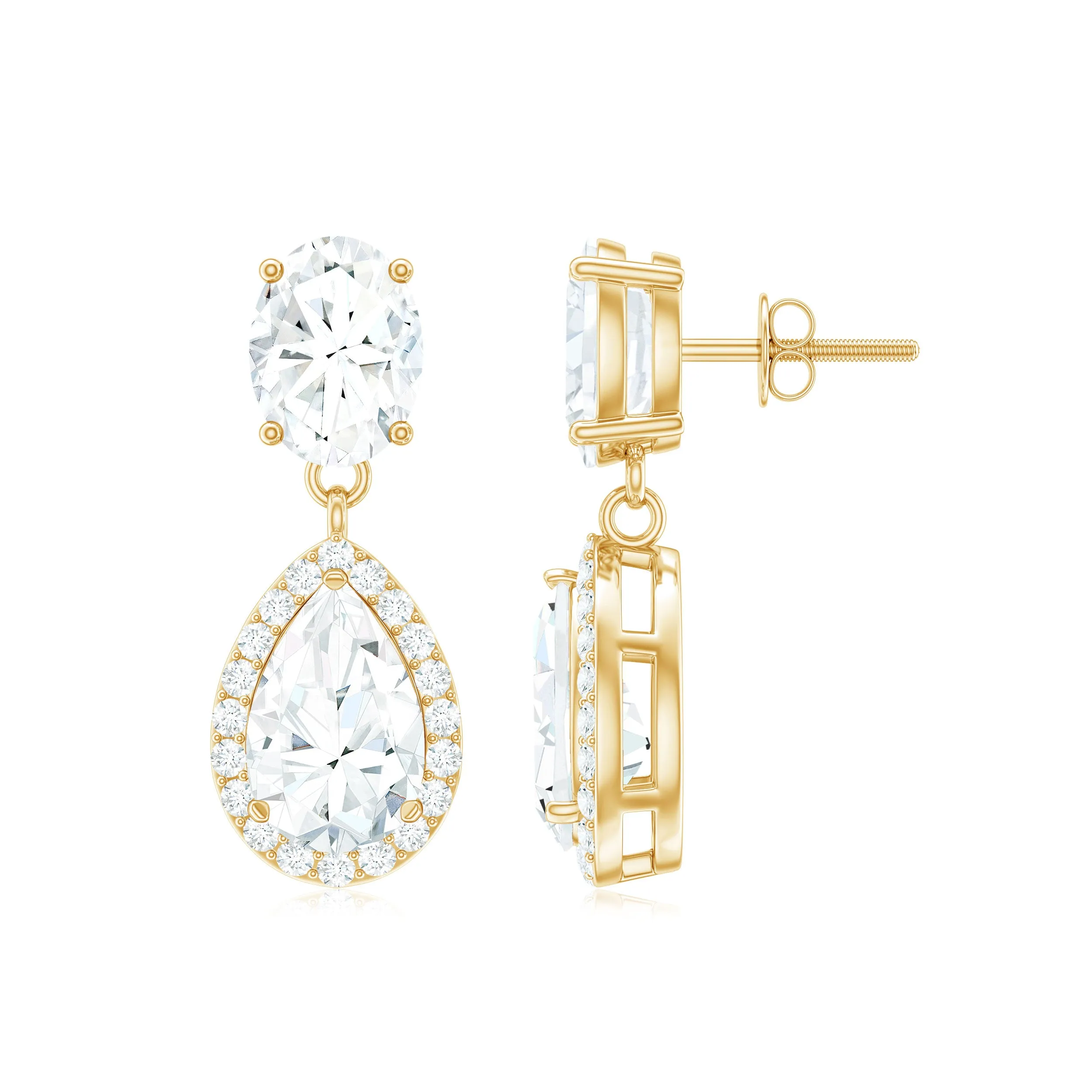 Certified Moissanite Teardrop Dangle Earrings