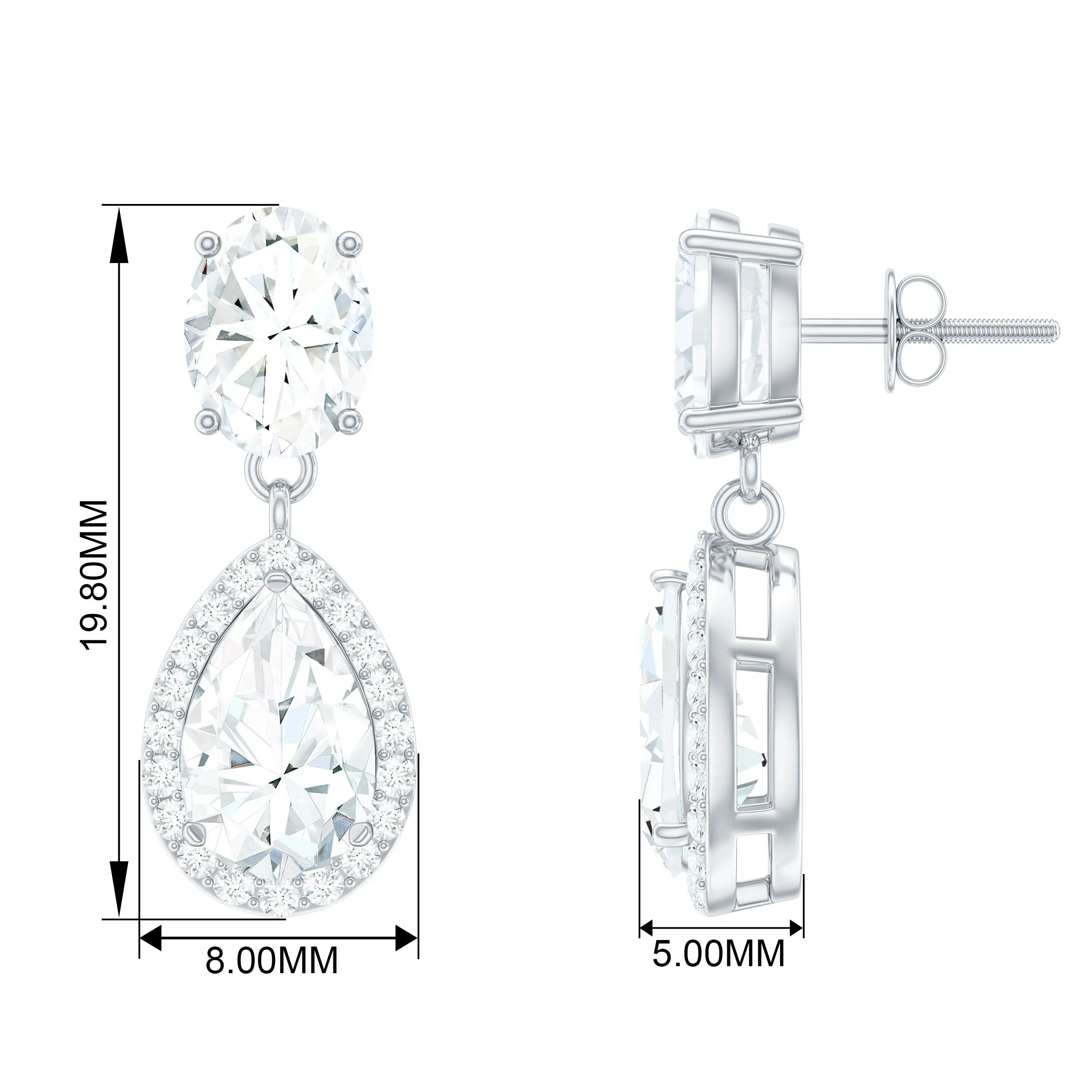Certified Moissanite Teardrop Dangle Earrings