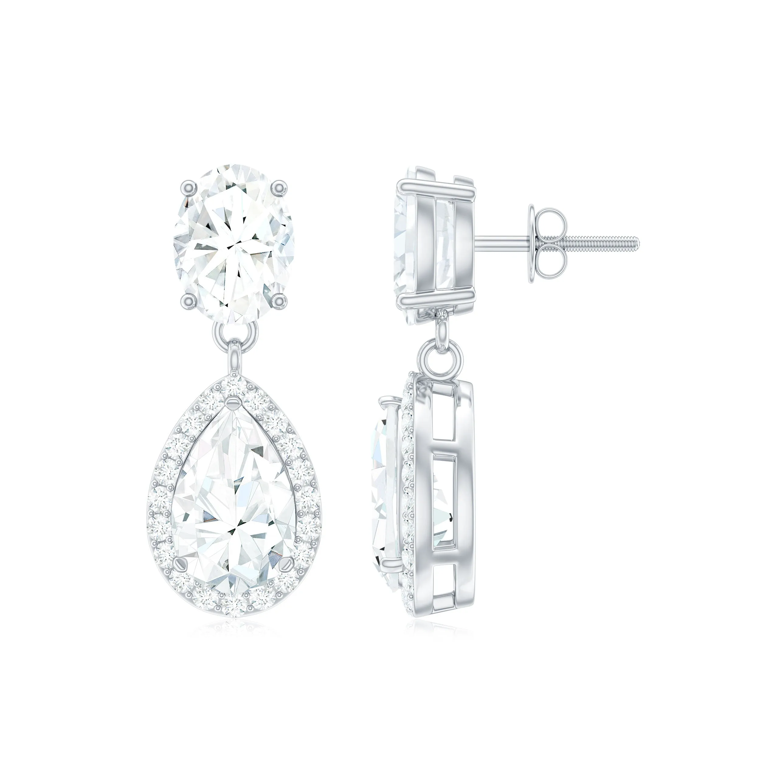 Certified Moissanite Teardrop Dangle Earrings