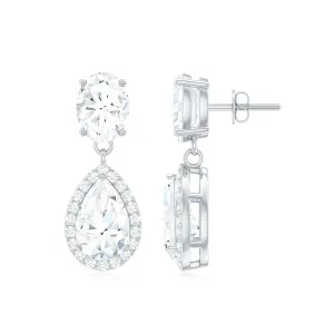 Certified Moissanite Teardrop Dangle Earrings