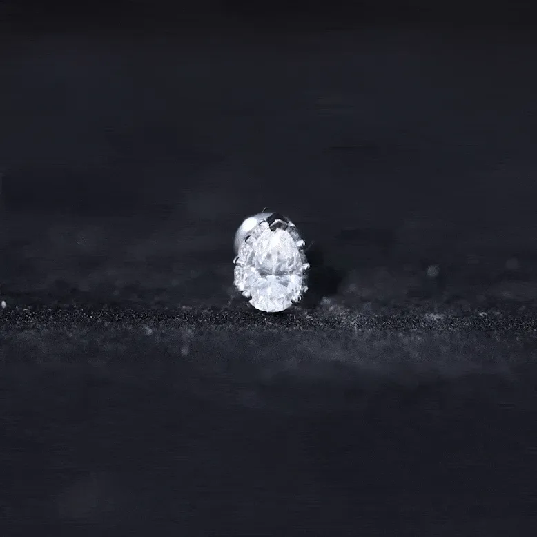 Certified Moissanite Teardrop Helix Earring in Gold