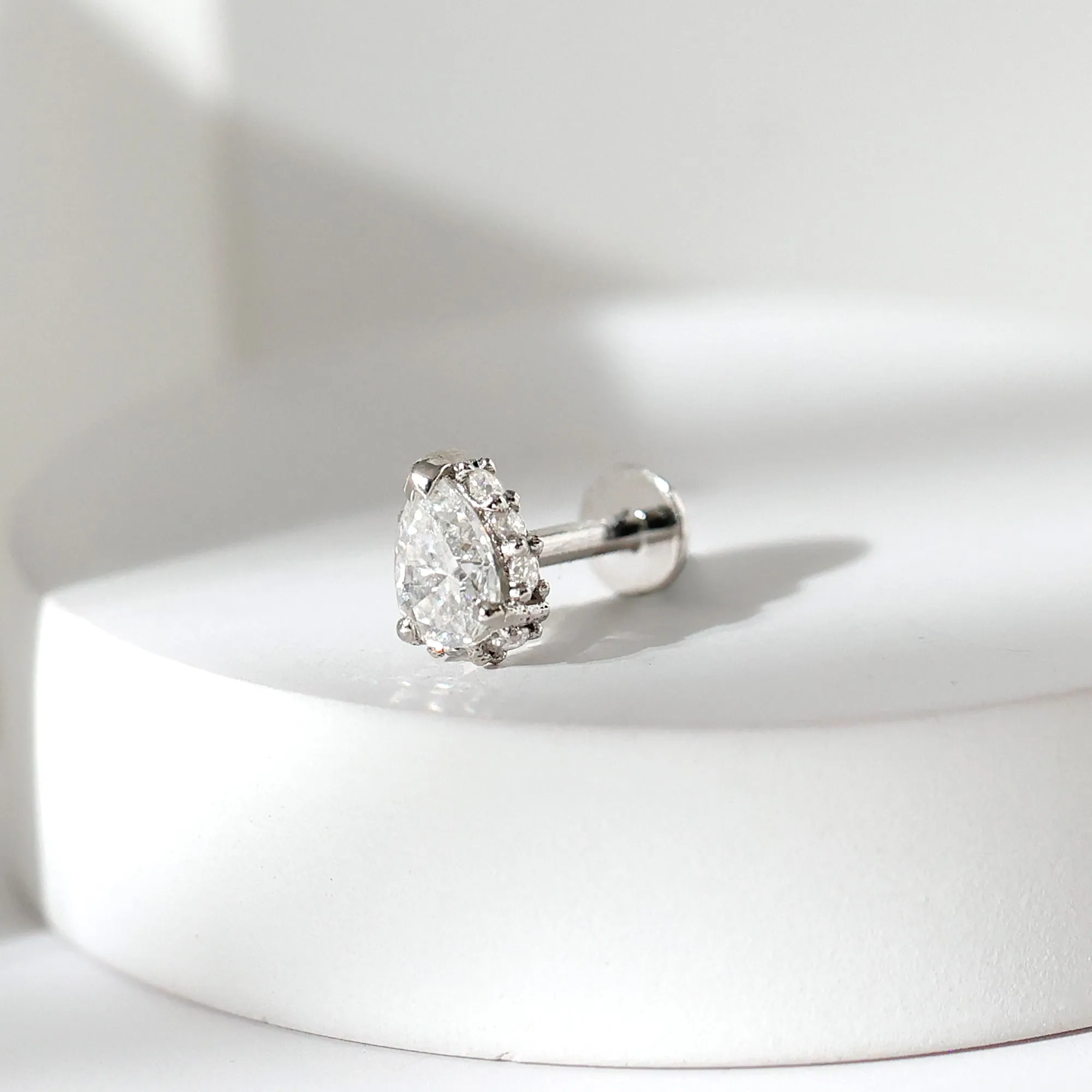 Certified Moissanite Teardrop Helix Earring in Gold