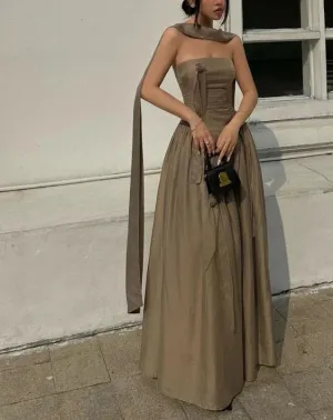 Chic Strapless A-Line Chiffon Elegant Long Party Dress Formal Dress Evening Dress Wholesale
