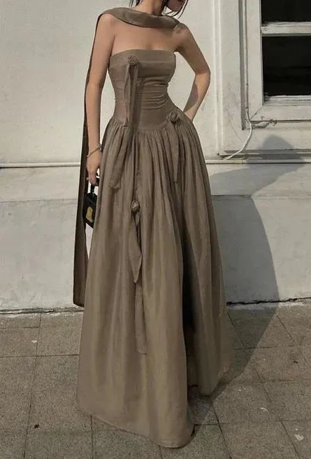 Chic Strapless A-Line Chiffon Elegant Long Party Dress Formal Dress Evening Dress Wholesale