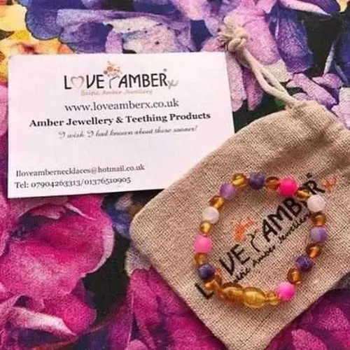 Child Amelie Pink Purple Agate Honey Baltic Amber Anklet Bracelet