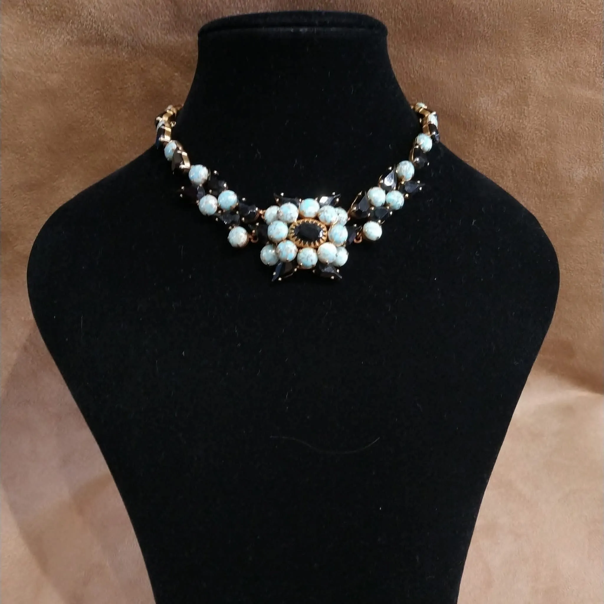 Christian Dior Turquoise Black Gold Staetement necklace