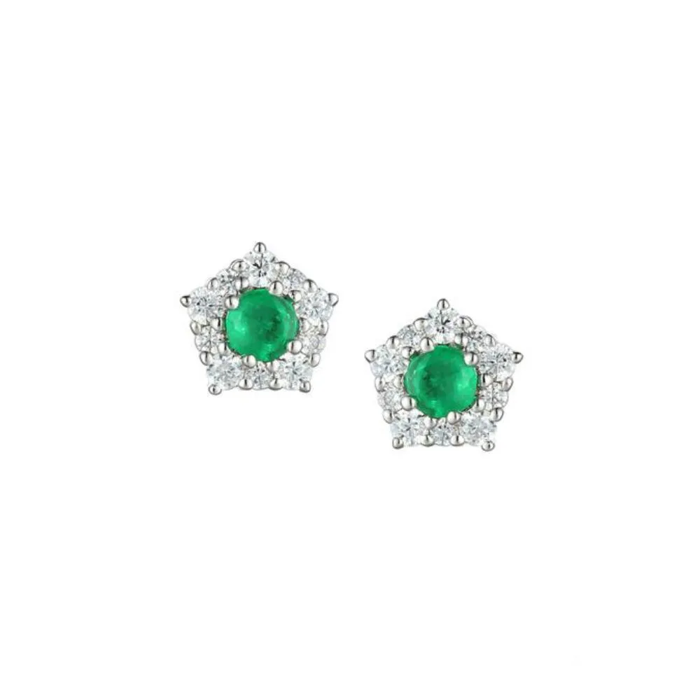 Classico cluster stud earrings with Emerald and CZ