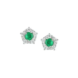 Classico cluster stud earrings with Emerald and CZ