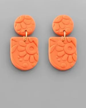 Clay Half Oval Earring Coral