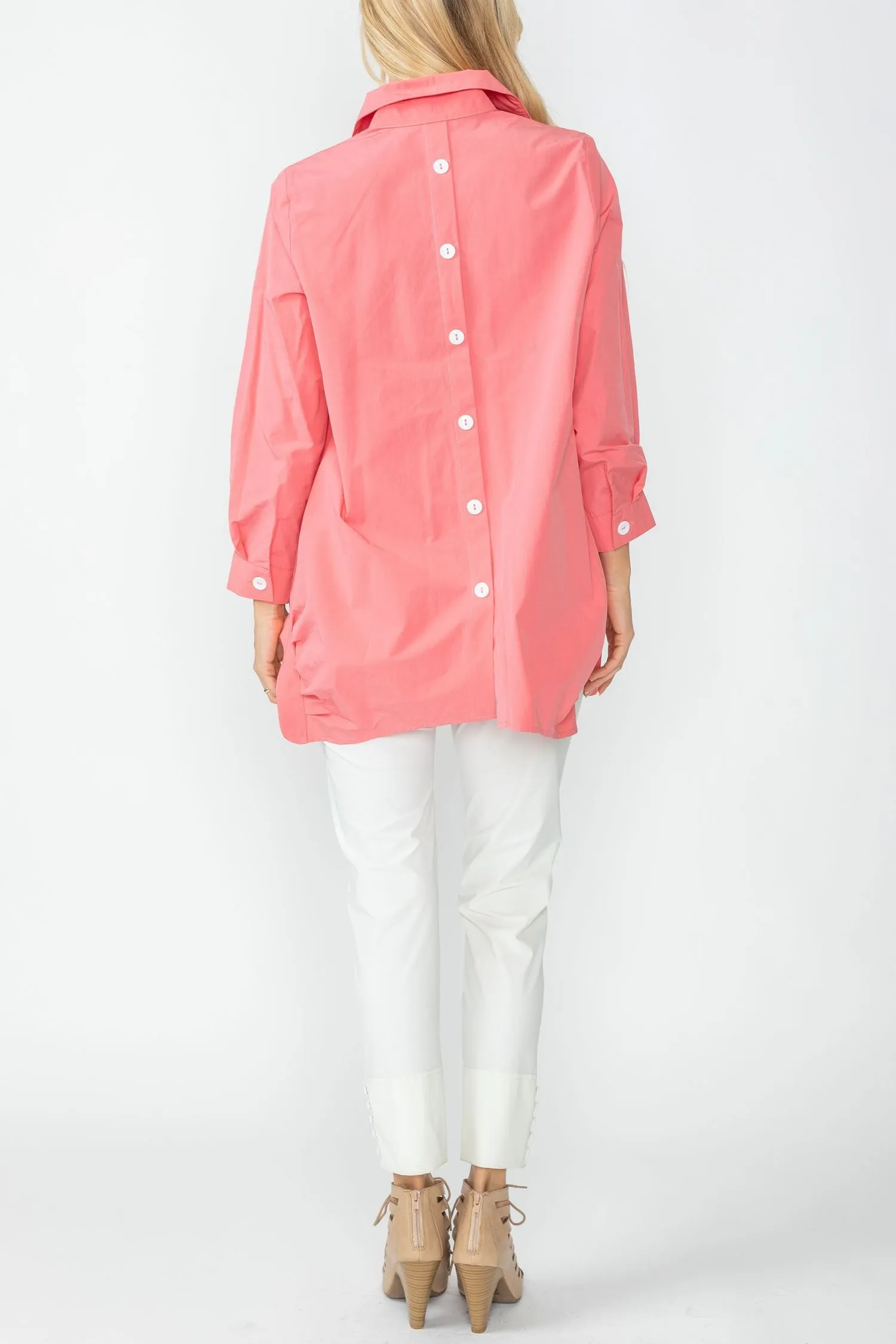 Coral Bottom Side Pleats Blouse
