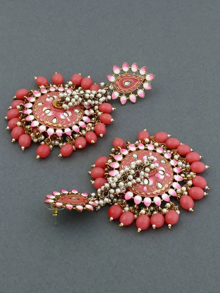 Coral Jacki Jhumkis