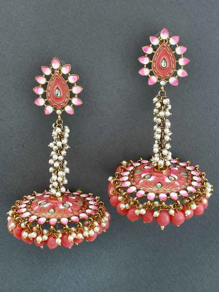 Coral Jacki Jhumkis
