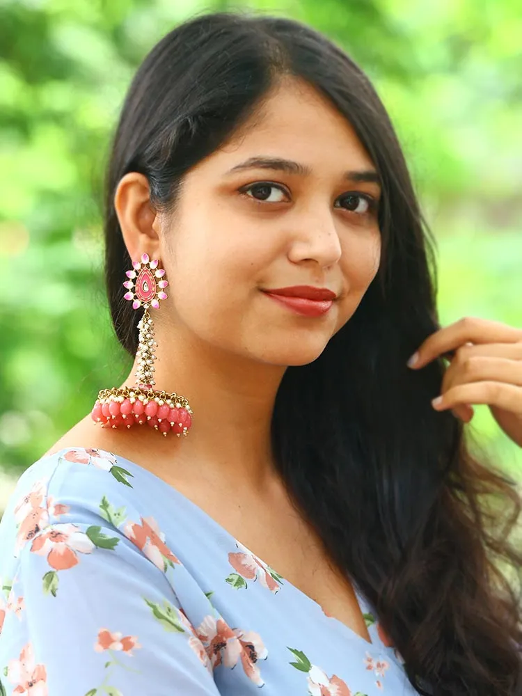 Coral Jacki Jhumkis