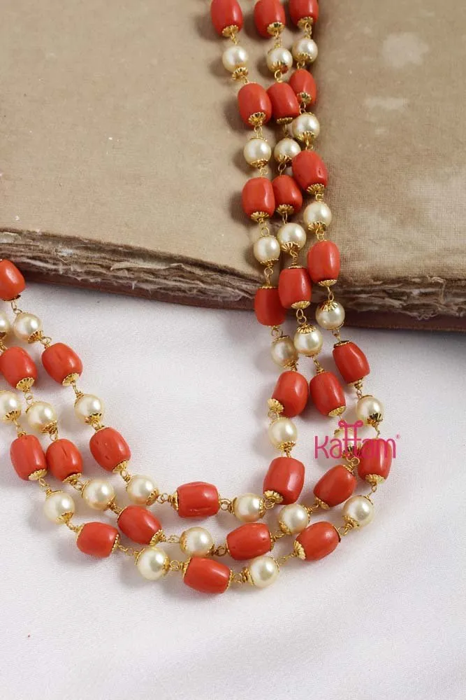 Coral Pearl Layered Mala