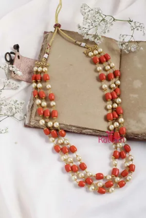 Coral Pearl Layered Mala