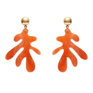 Coral Ripple Glitter Drop Earrings - Orange
