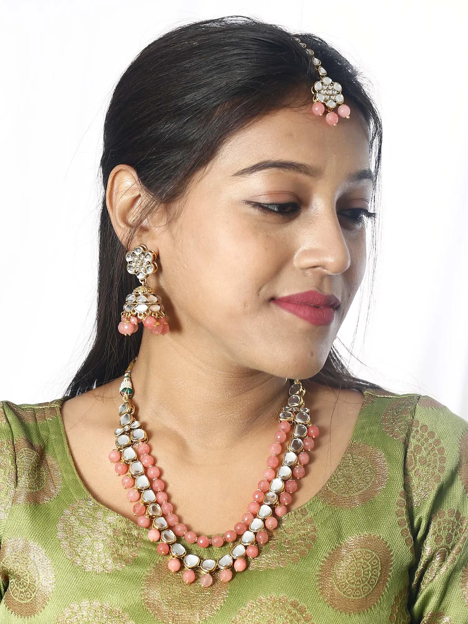 Coral Shyamali Layered Necklace Set