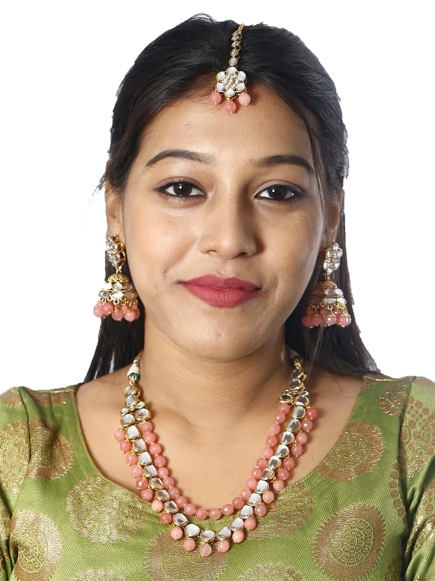 Coral Shyamali Layered Necklace Set