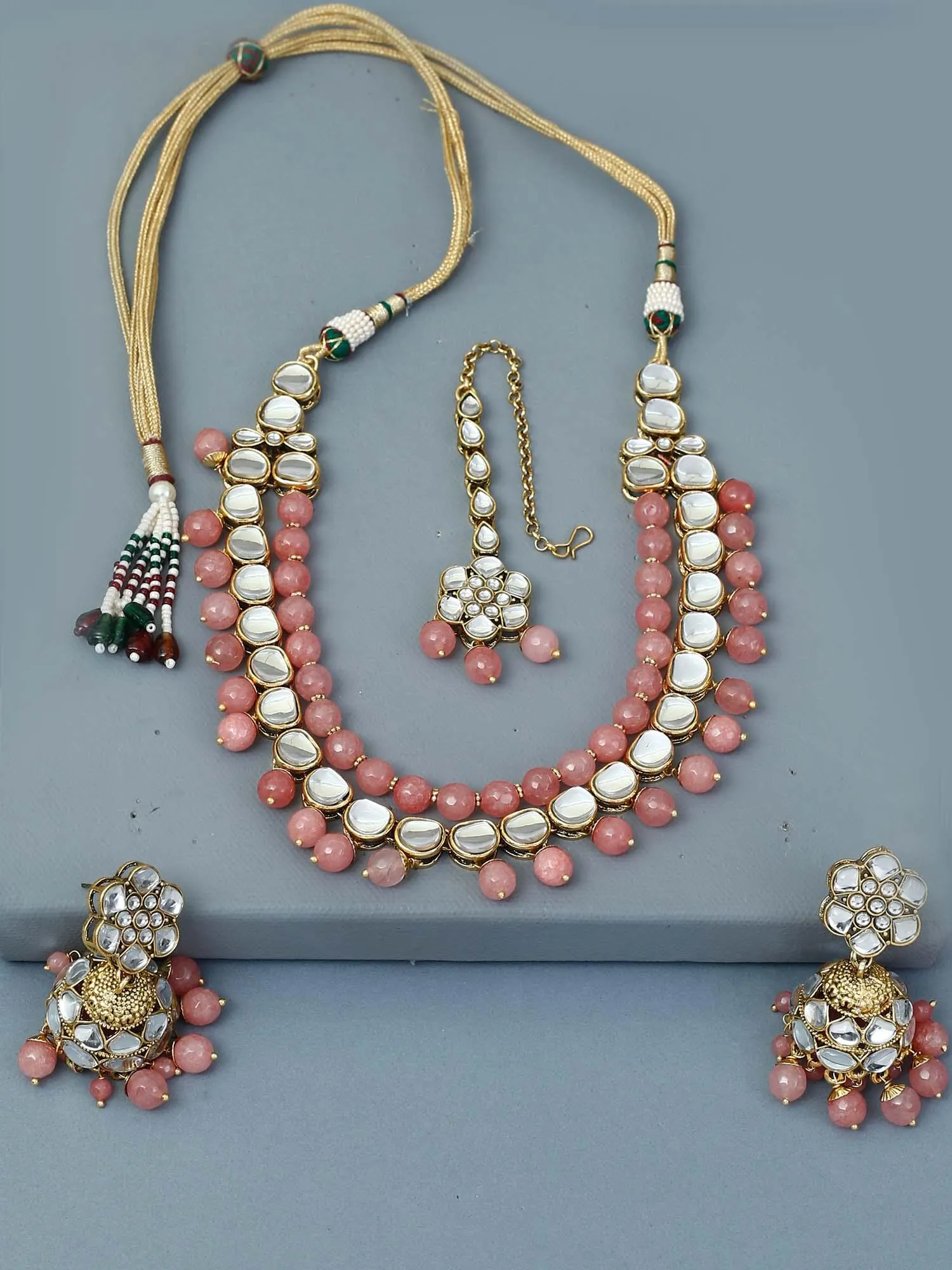 Coral Shyamali Layered Necklace Set