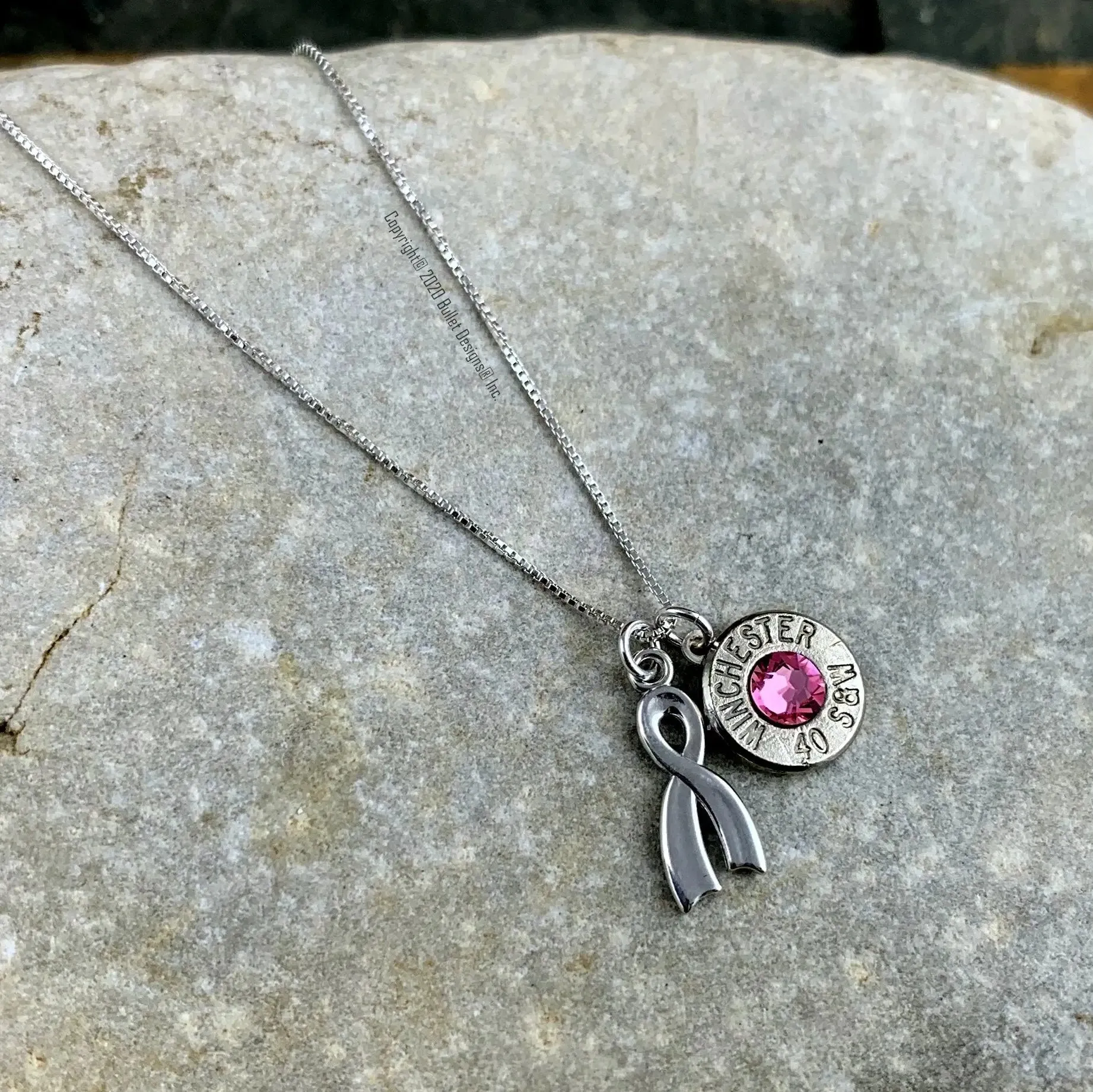 Custom Bullet Necklace, Awareness Ribbon