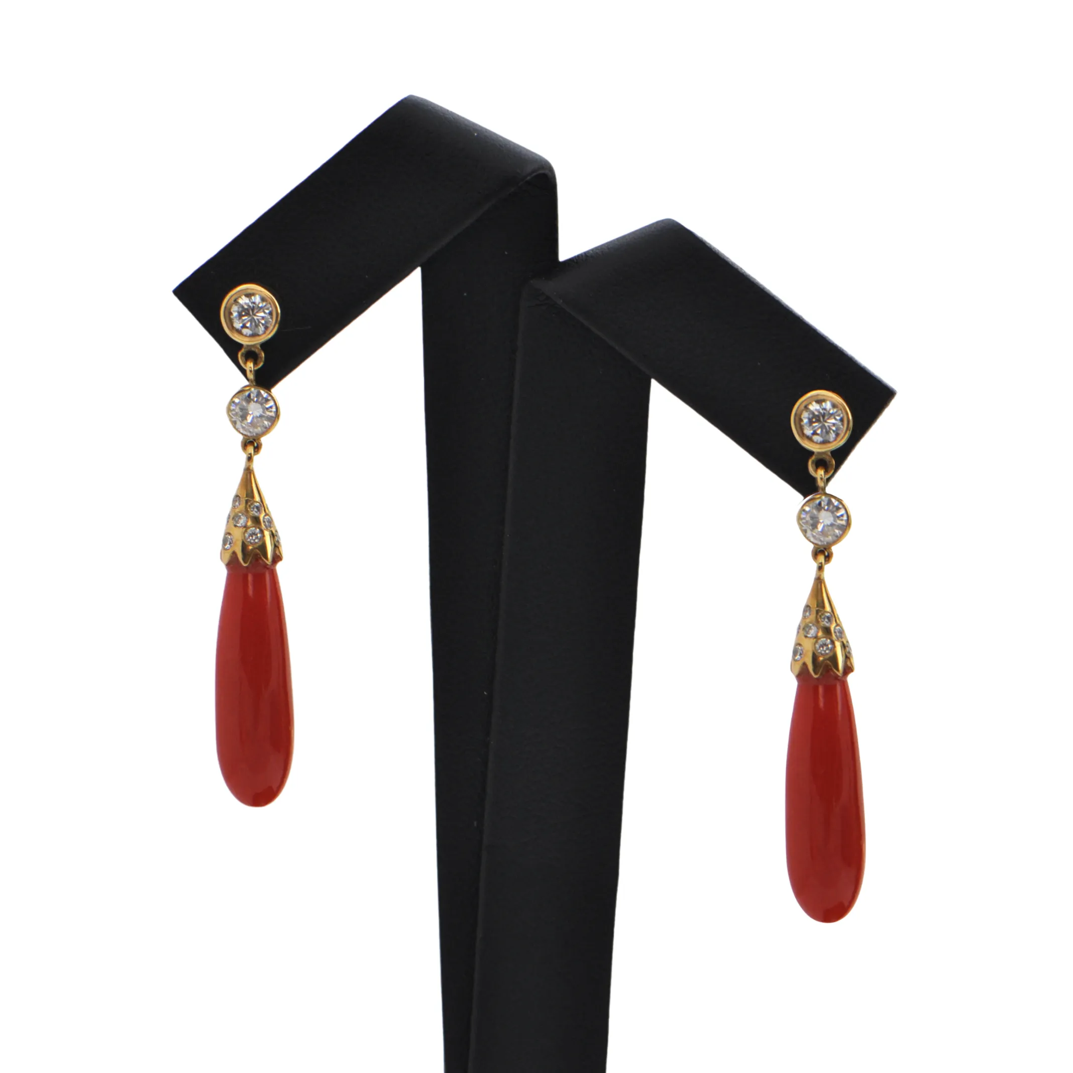 Daisy Exclusive Coral and Diamond Drop Earrings