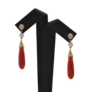 Daisy Exclusive Coral and Diamond Drop Earrings